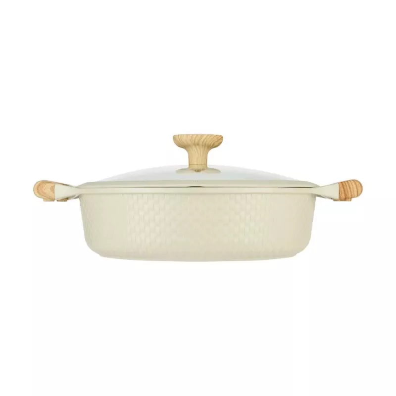 Shallow pot D28cm 4.1L/beige