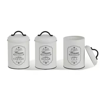 Food storage container set Maestro MR-1771 Paris Maison, metal, black, 3 pieces, lids included