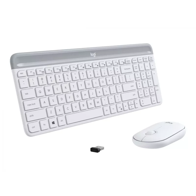 Logitech Slim Wireless Combo MK470 - Keyboard-and-Mouse-Set - Wireless - 2.4 GHz - Spanish - Off-White (920-009199)