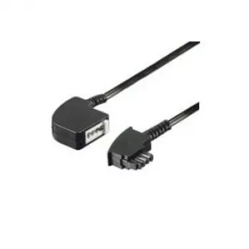 Wentronic Goobay TAE-F Extension 4-pin, Black, 15 m - TAE-F-Plug to TAE-F-Socket (68000)