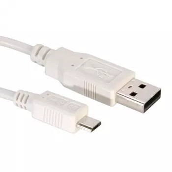 Value USB cable USB 2.0 USB-A plug, USB micro-B plug 3.00 m white shielded 11.99.8755