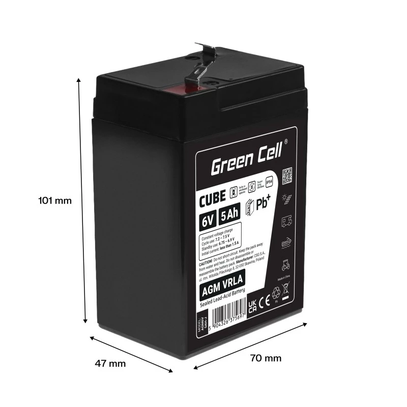 UPS battery Sealed Lead Acid Green Cell AGM6V5AH-J 6 V 5 Ah
