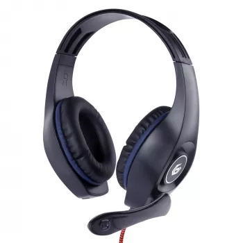 Wired gaming headset GEMBIRD GHS-05-B, circumaural, 20–20000 Hz, 2 m cable, 250 g, black/blue
