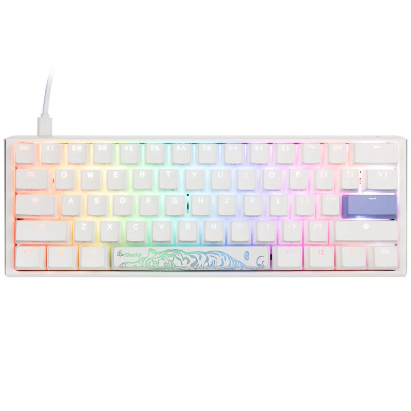 Ducky One 3 Classic Pure White Mini Gaming Keyboard, RGB LED - MX-Red (US) (DKON2161ST-RUSPDPWWWSC1)