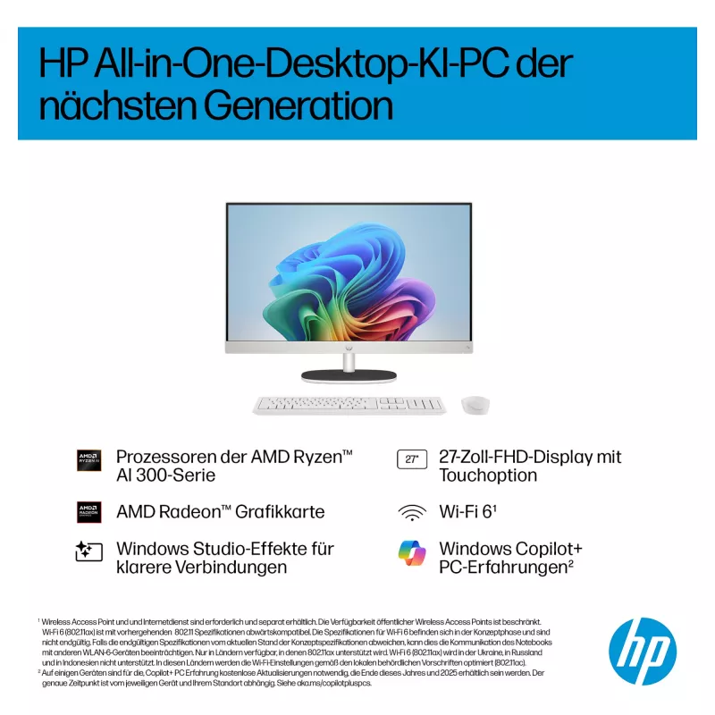 HP All-in-One PC (Complete Solution) 27-ct2073ng AMD Ryzen AI 7-350 512GBSSD 16GB White (27-ct2073ng)