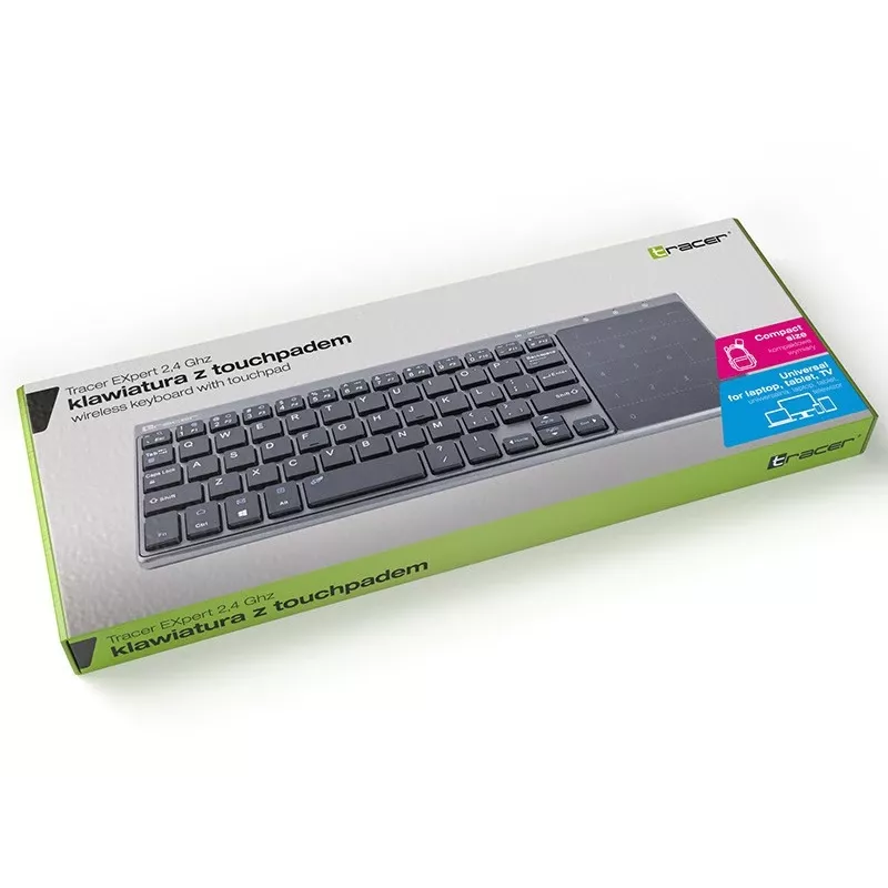 Wireless RF Full-size Keyboard TRACER TRAKLA46934, QWERTY English, 2.4 GHz Nano Receiver, Membrane, Black/Grey