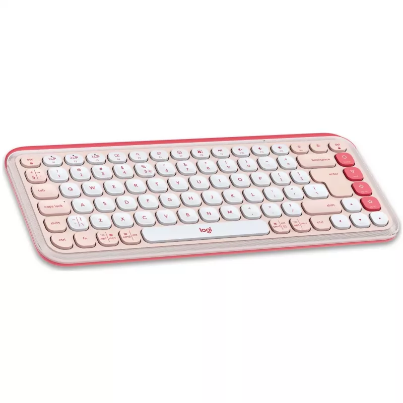 Logitech POP Icon Combo - Keyboard-and-Mouse-Set - Wireless - Bluetooth LE - QWERTY - US International - rosé, Off-White (920-013142)