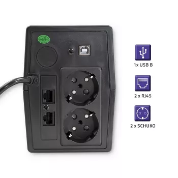 Qoltec Monolith UPS Double-conversion Online 0.65 kVA 360 W 2 AC outlets