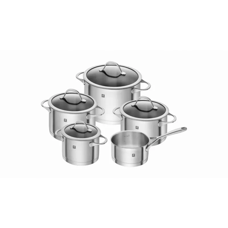 ZWILLING Essence 5-Piece Stainless Steel Cookware Set with Glass Lids
