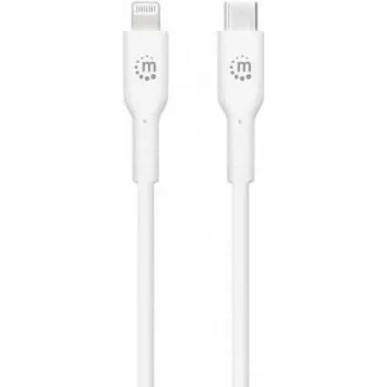 Manhattan USB-C to Lightning Cable, Charge & Sync, 1m, White, For Apple iPhone/iPad/iPod, Male to Male, MFi Certified (Apple approval program), 480 Mbps (USB 2.0), Hi-Speed USB, Lifetime Warranty
