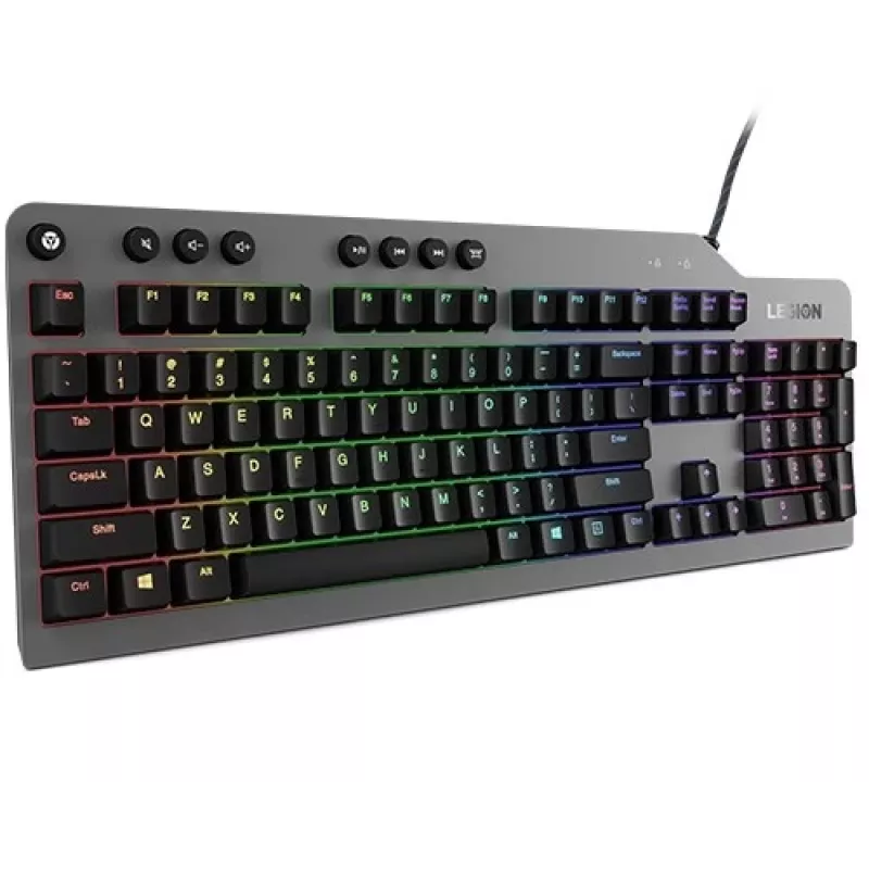 Mechanical gaming keyboard Lenovo Legion K500 — full-size 104-key USB, QWERTY US English, RGB backlight, grey/black