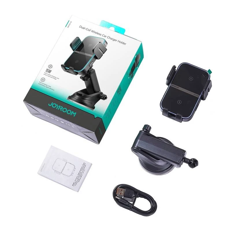 Car dashboard smartphone mount with wireless charger Wozinsky — black