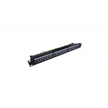 Patch Panel 19 24 Ports, CAT6, S / FTP, 1U, Cable Support, Black (complete)