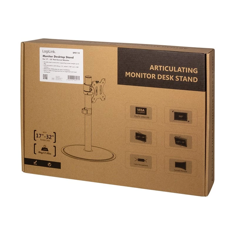 Monitor mount LogiLink BP0110 81.3 cm (32 inch) Desk Black