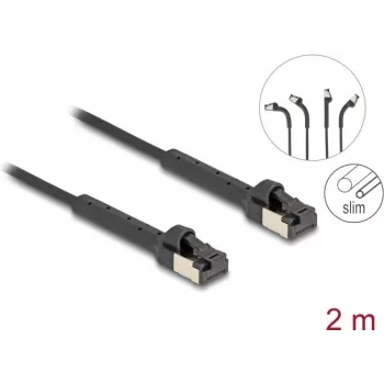 Network Cable DeLOCK RJ45 Slim Cat.6A U/FTP 2m Black