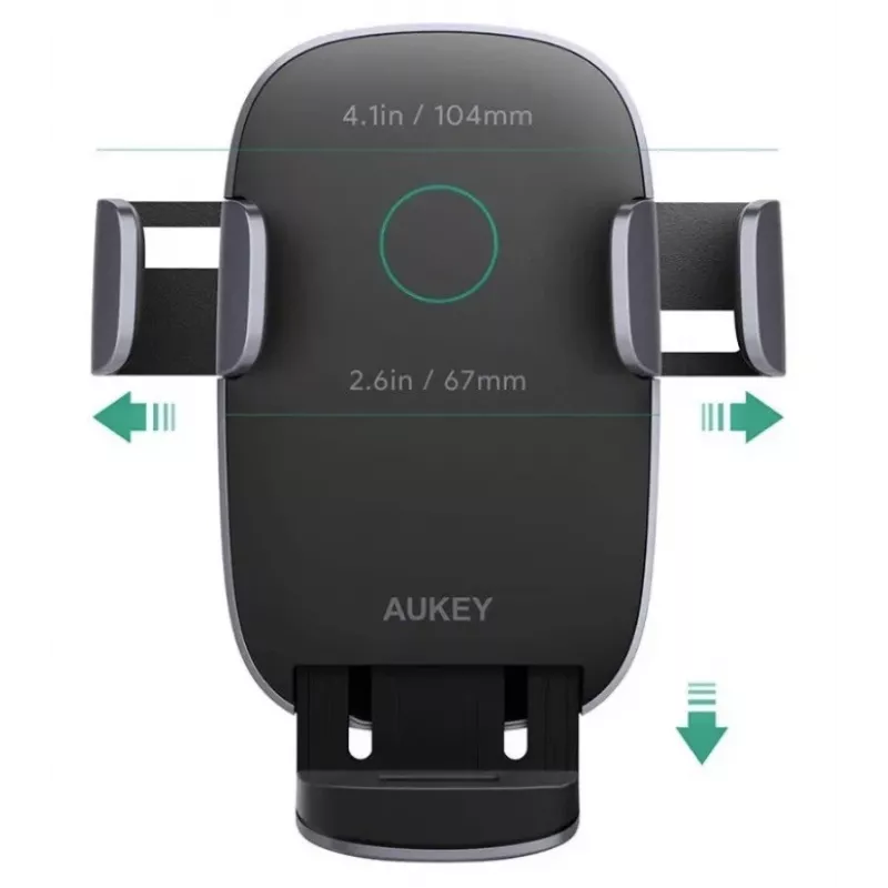 Wireless Charging Phone Mount Aukey HD-C52 — Qi-compatible adjustable-angle car phone holder with wireless charging