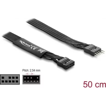 Parallel cable DELOCK 86055, 1 x 9-pin to 1 x 9-pin, Black, 0.5 m