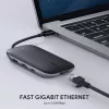 Laptop dock AUKEY CB-C71 — 3x USB‑C (USB 3.2 Gen1), HDMI, RJ‑45, MicroSD, USB PD 100W, 0.15 m cable, black