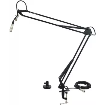 Table microphone arm Omnitronic TMA-2, adjustable height, black, desktop clamp mount