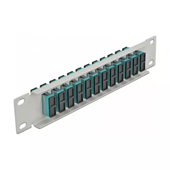 Fiber Optic Patch Panel DeLOCK 10 inch 12 Port SC Duplex Aqua 1U Grey