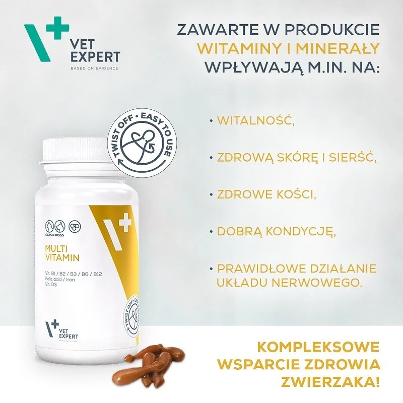 Multivitamin capsules VETEXPERT 30 pcs for dogs and cats – vitality, joint support, preservative- and gluten-free