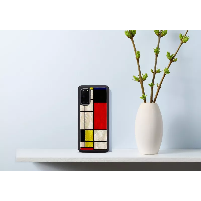 Protective phone case iKins for Samsung Galaxy S20, Black Mondrian design