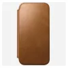 Mobile phone folio Nomad Modern Leather Folio cover for iPhone 17 Pro Max — Tan, fits up to 17.5 cm (6.9 inch) screen, 4 card pockets