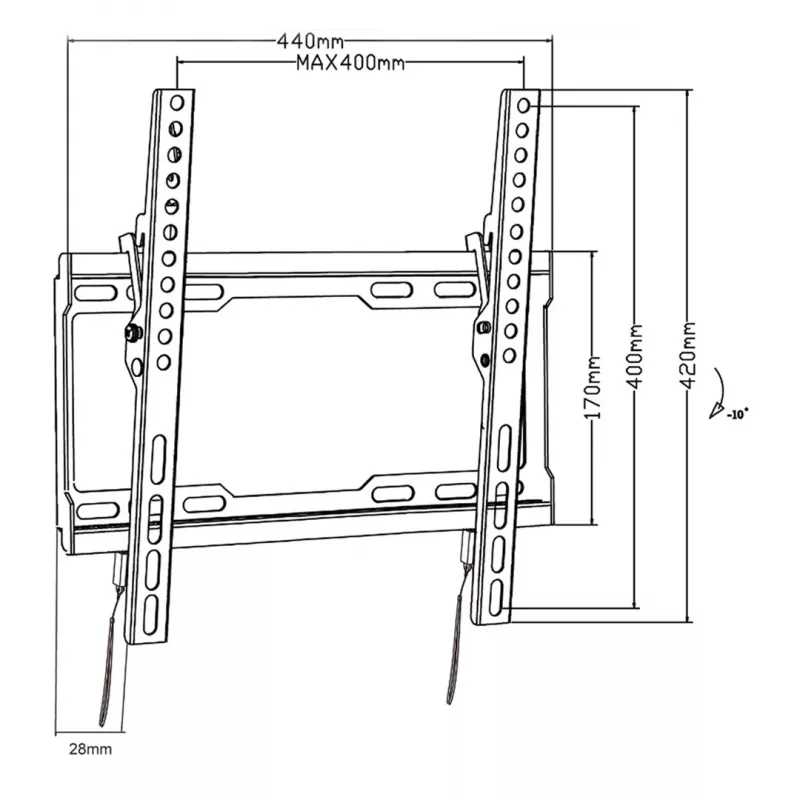 Maclean TV MC-412 Wall Mount Bracket 32 -70 VESA 400x400 45kg Tilting Universal Adjustable Spirit Level Mounting Accessories