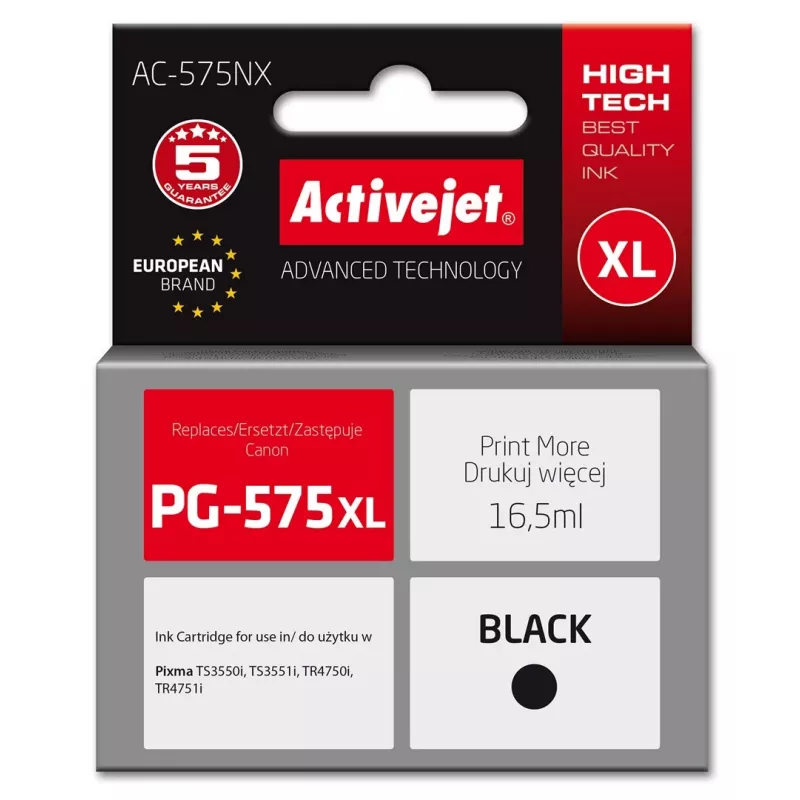 Activejet AC-575NX Ink for Canon printer, replacement Canon PG-575XL; Supreme; 16,5 ml; black