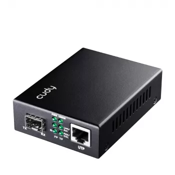 Network media converter Cudy MC220 — Gigabit (1000 Mbps) single-mode SFP 1310 nm, 1x RJ-45, 1x SFP, black