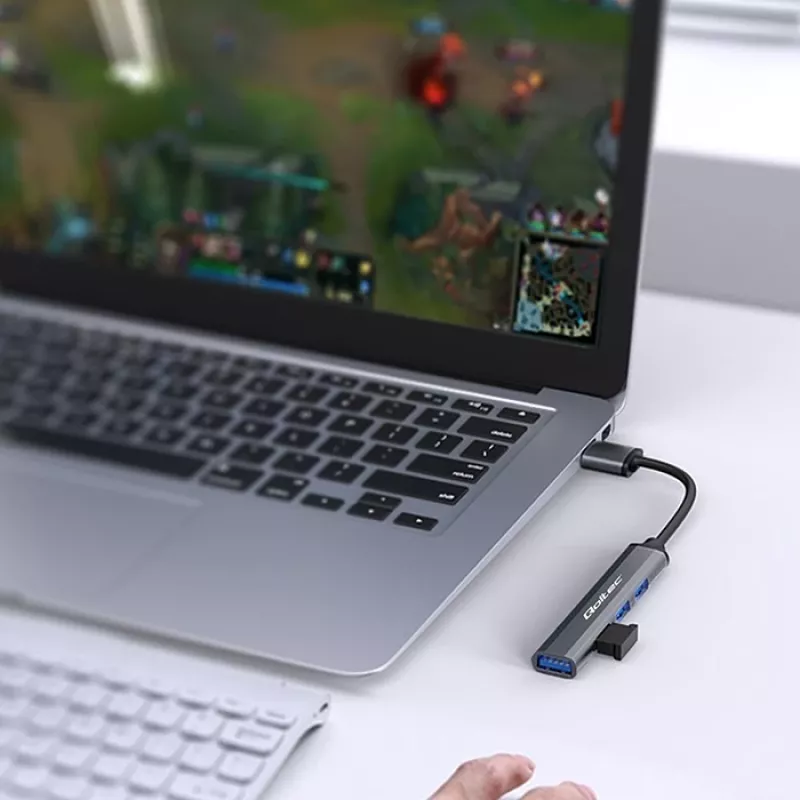 USB hub QOLTEC 53793 — USB 3.0 input, 3× USB 2.0 ports