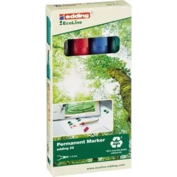 Permanent marker Edding 22 EcoLine Chisel tip Black Blue Green Red