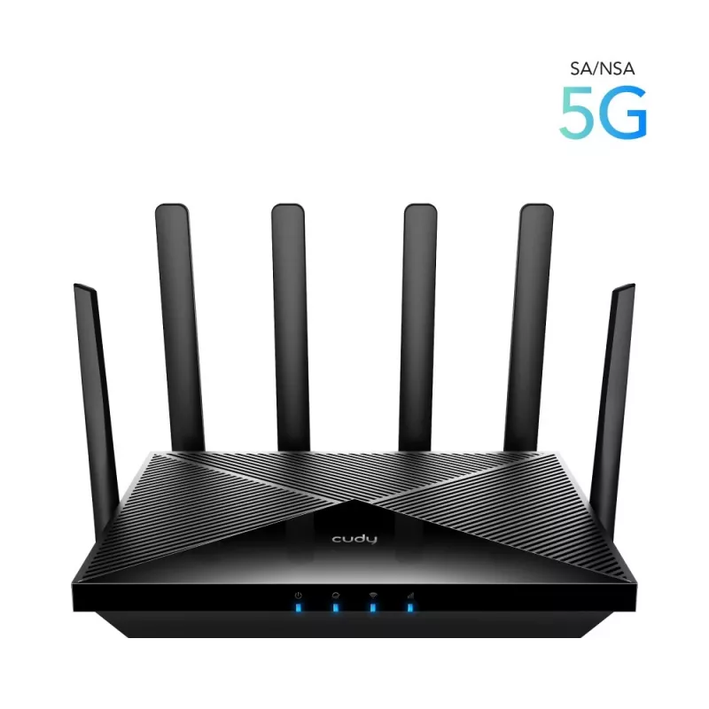 Tabletop wireless router Cudy P5 — Dual-band Wi‑Fi 6, 5G Sub6, Dual NanoSIM, Gigabit Ethernet, 6 detachable antennas, 256MB RAM