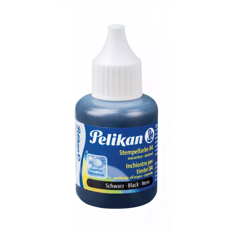 Pelikan Stempelfarbe 84, wasserfest, schwarz, 30 ml geeignet für Gummistempel, für Gewebe, Leder, Holz, Metall, - 1 Stück (351460)