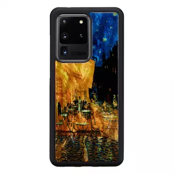 Phone case iKins for Samsung Galaxy S20 Ultra — black, model 'Cafe Terrace'