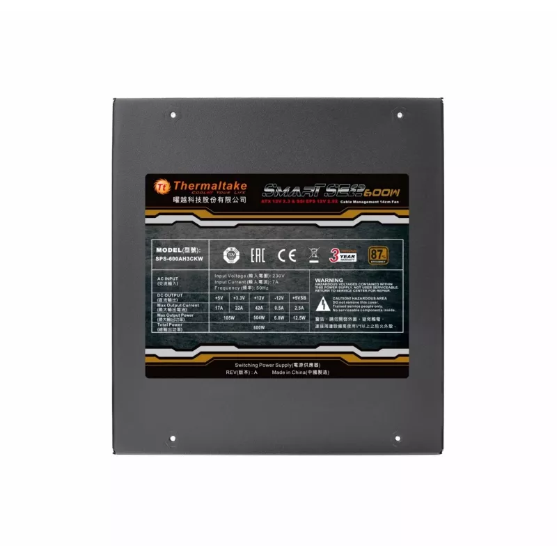 Power supply unit Thermaltake Smart SE2 600W ATX semi-modular, 86% efficiency, 120 mm fan