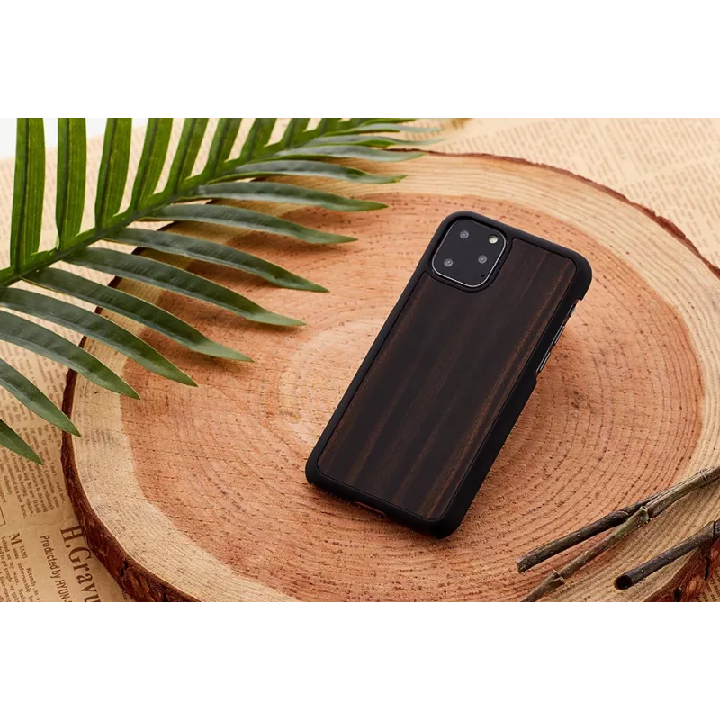 Smartphone case man and wood for iPhone 11 Pro Max, ebony black