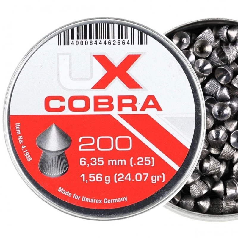 Gun pellet UMAREX Pointed Ribbed Shot Cobra 6.35 mm, 1.56 g, silver, 200 pcs