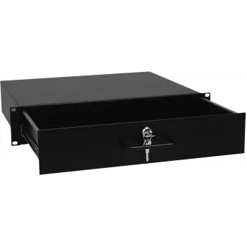 Rack drawer with lock Omnitronic 2U — model 30100952, front-mounted metal storage drawer for 19 inch racks