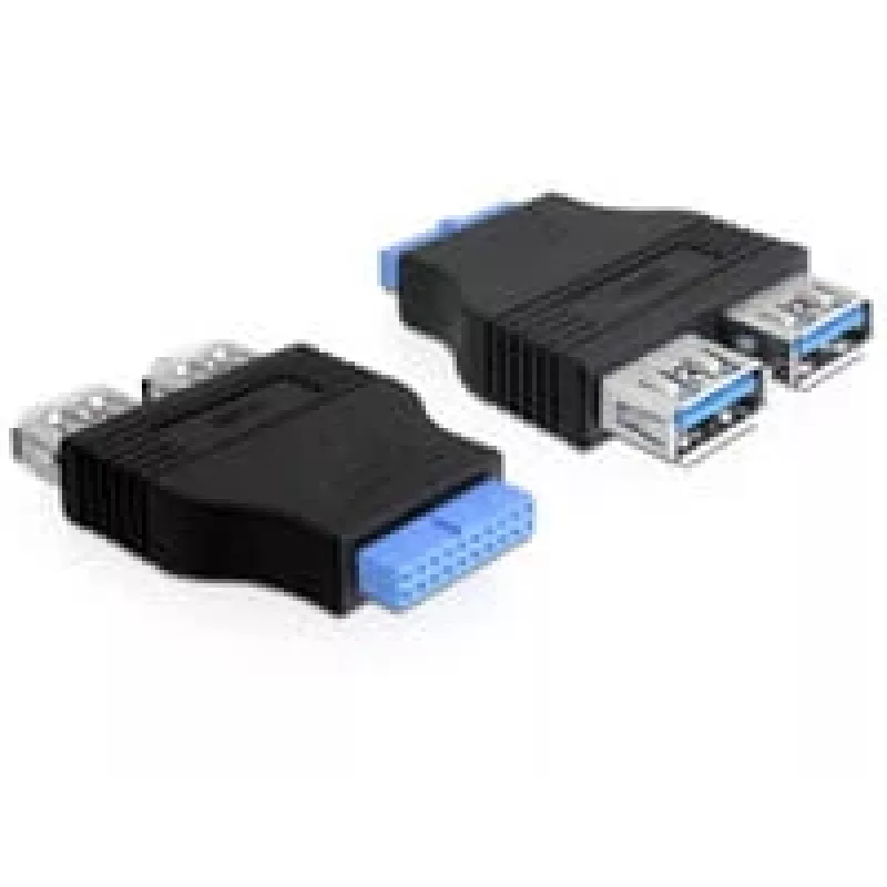 Delock Adapter USB 3.0 Pin Header Socket > 2 x USB 3.0 Socket - nebeneinander (65324)