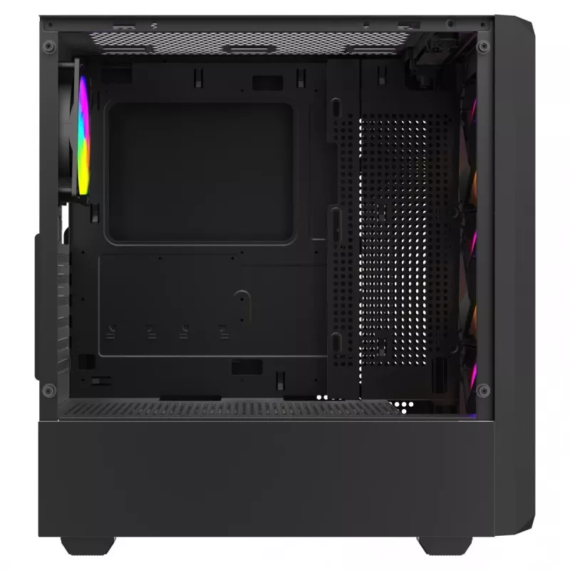 PC Cube Case SAVIO Noctis Glass RGB — Black, ATX/Micro-ATX, 210×410×450 mm, 3×120 mm front fans