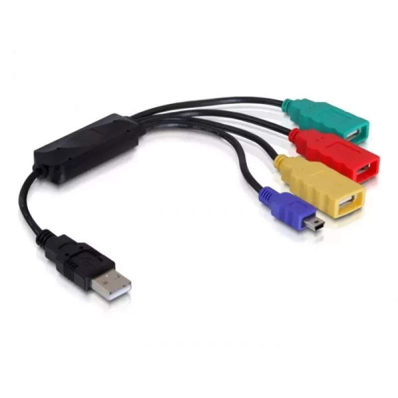 DeLock USB2.0 external 4-port cable HUB - Hub - 4 x USB2.0 - Desktop (61724)