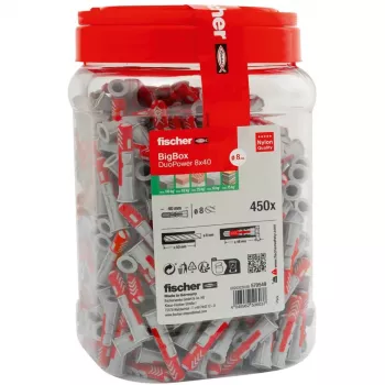 fischer Wall Plug DUOPOWER 8x40 BigBox Light Grey/Red 450 pieces resealable (570549)