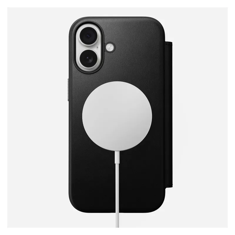 Folio phone case Nomad Modern Leather Folio for Apple, fits up to 16 cm (6.3 inch) screens, Black