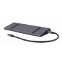 Laptop dock Gembird A-CM-COMBO9-02 USB 3.2 Gen 1 Type-C, HDMI, VGA, 3×USB-A, Gigabit Ethernet, 87W PD, Grey