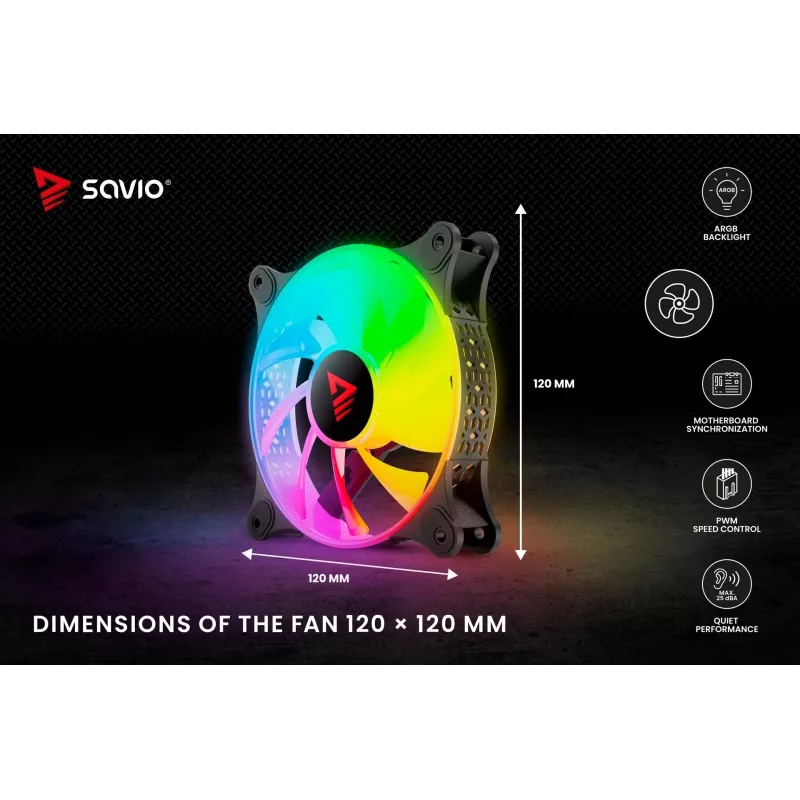SAVIO Blast 120mm ARGB PWM Case Fan - Black
