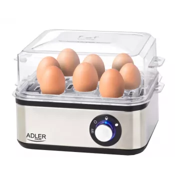 Egg cooker Adler AD 4486 — 8-egg capacity, 800 W, black satin steel with transparent lid