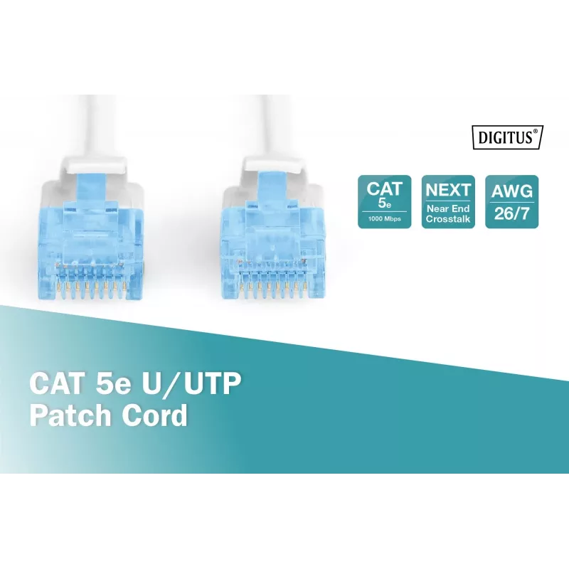 Network Cable Digitus CAT 5e U/UTP RJ-45 2m White