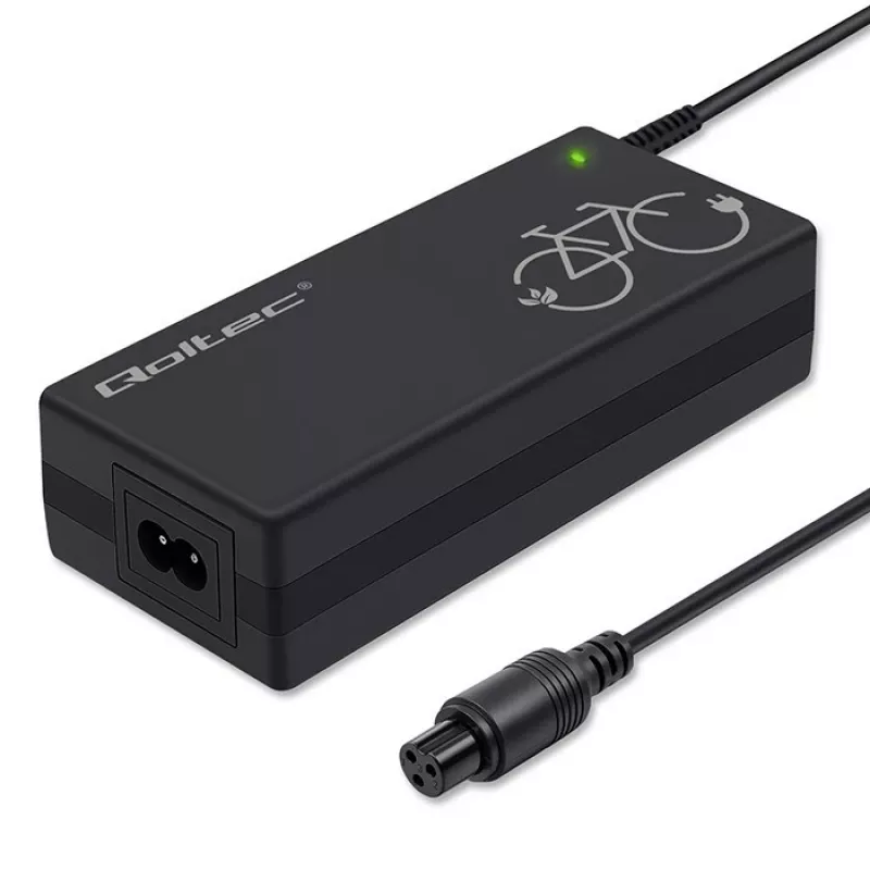 E-bike charger QOLTEC 36V–42V 2A with GX12 3-pin connector