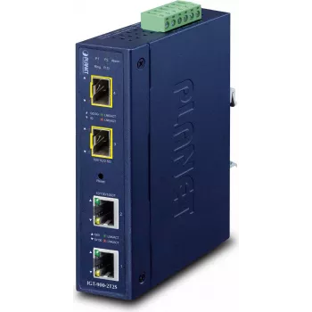 PLANET Industrial 2-Port - SFP - Wired - Blue - Metall - IP30 - FCC Part 15 Class A - CE IEC60068-2-32 (free fall) IEC60068-2-27 (shock) IEC60068-2-6 (vibration) (IGT-900-2T2S)